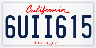 CA license plate 6UII615