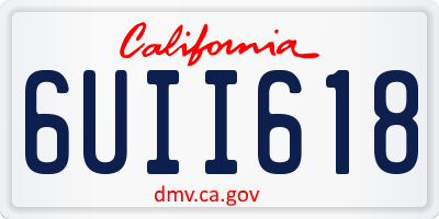 CA license plate 6UII618