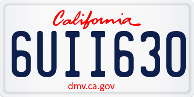 CA license plate 6UII630