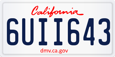 CA license plate 6UII643