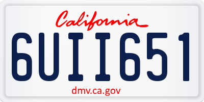 CA license plate 6UII651