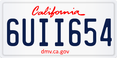 CA license plate 6UII654