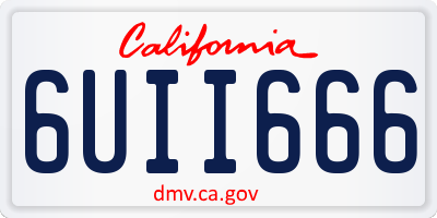 CA license plate 6UII666