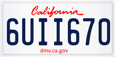 CA license plate 6UII670