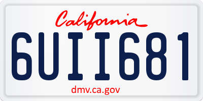 CA license plate 6UII681