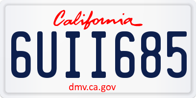 CA license plate 6UII685