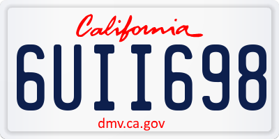 CA license plate 6UII698