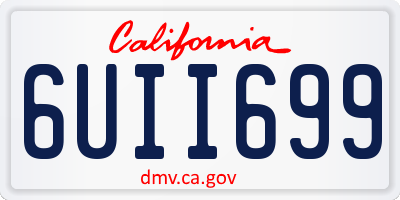 CA license plate 6UII699