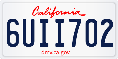 CA license plate 6UII702
