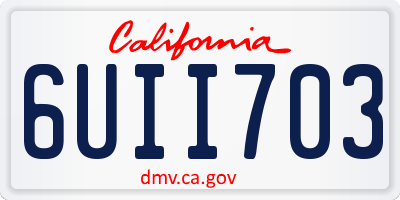 CA license plate 6UII703