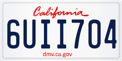 CA license plate 6UII704