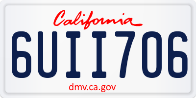 CA license plate 6UII706