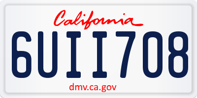 CA license plate 6UII708