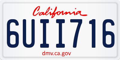 CA license plate 6UII716