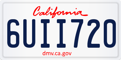 CA license plate 6UII720