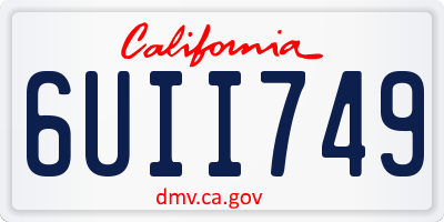 CA license plate 6UII749
