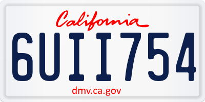 CA license plate 6UII754