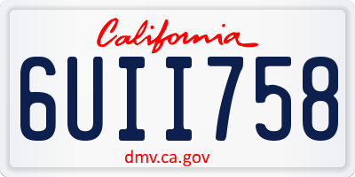 CA license plate 6UII758