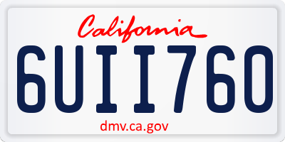 CA license plate 6UII760