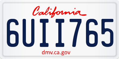 CA license plate 6UII765