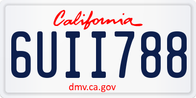CA license plate 6UII788