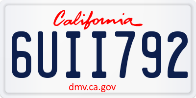 CA license plate 6UII792