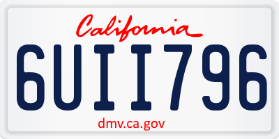 CA license plate 6UII796
