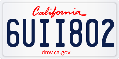 CA license plate 6UII802