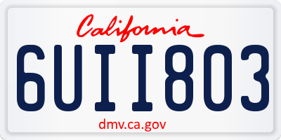 CA license plate 6UII803
