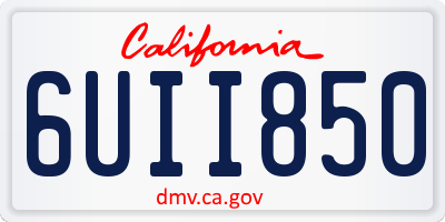 CA license plate 6UII850