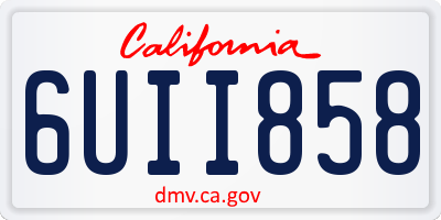 CA license plate 6UII858