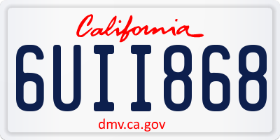CA license plate 6UII868