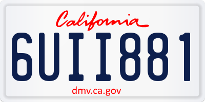 CA license plate 6UII881