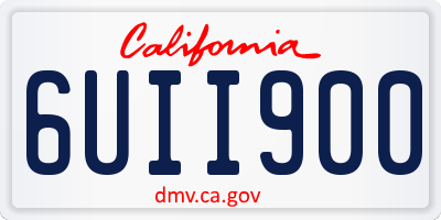 CA license plate 6UII900