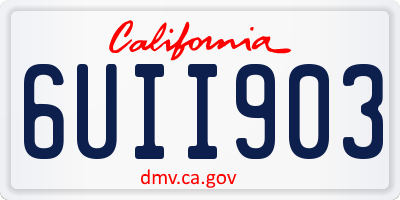 CA license plate 6UII903