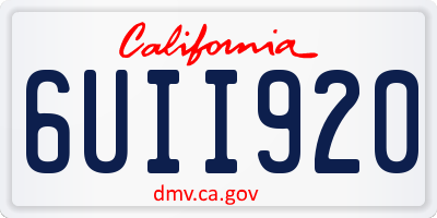 CA license plate 6UII920
