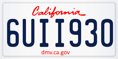 CA license plate 6UII930