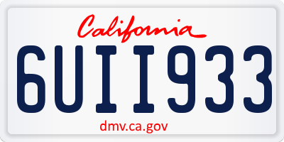 CA license plate 6UII933