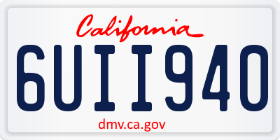 CA license plate 6UII940