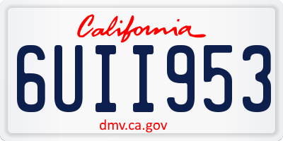 CA license plate 6UII953