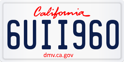 CA license plate 6UII960