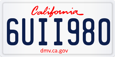 CA license plate 6UII980