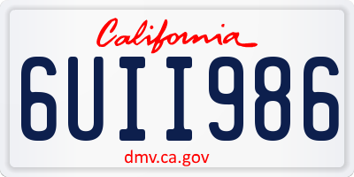 CA license plate 6UII986