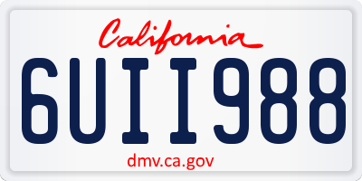 CA license plate 6UII988