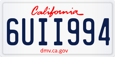 CA license plate 6UII994