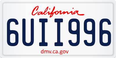 CA license plate 6UII996