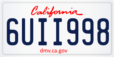 CA license plate 6UII998