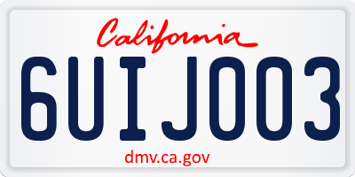 CA license plate 6UIJ003