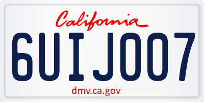 CA license plate 6UIJ007
