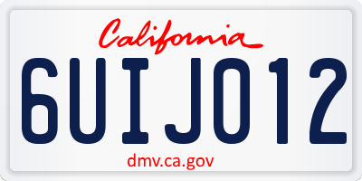 CA license plate 6UIJ012
